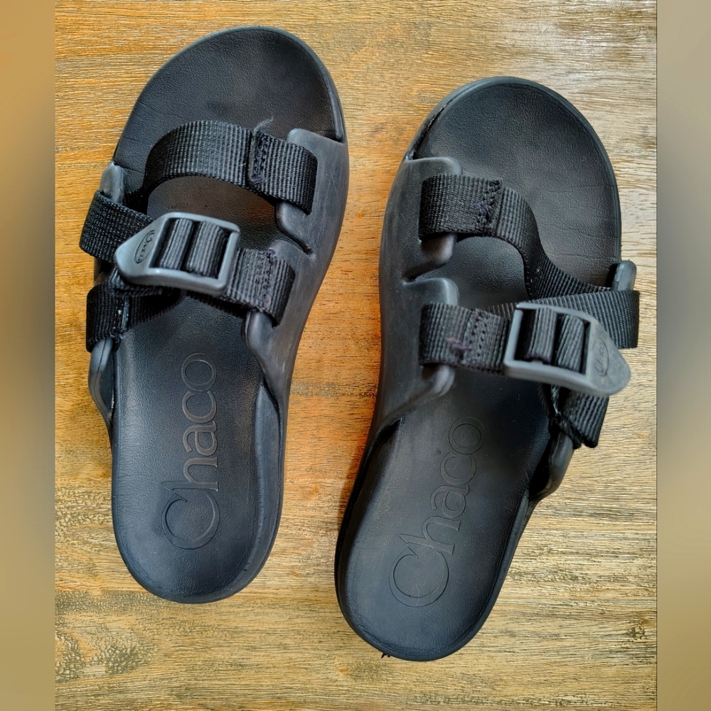 Chaco Kids Chillos Slides Black Sandals Size 2 Adjustable‎